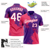 Custom Purple White-Neon Pink Distressed Scratch Brush Stroke Performance Polo Shirt