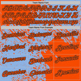 Custom Light Blue Orange-Black Distressed Scratch Brush Stroke Performance Polo Shirt