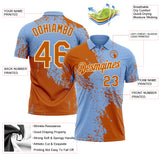 Custom Light Blue Texas Orange-Cream Distressed Scratch Brush Stroke Performance Polo Shirt