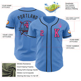 Custom Powder Blue Pink-Black Authentic Baseball Jersey