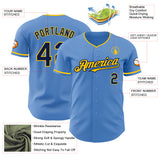 Custom Powder Blue Navy-Yellow Authentic Baseball Jersey