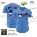 Custom Powder Blue USA Flag Navy Red-White Authentic Baseball Jersey