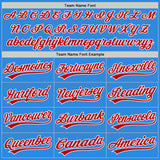 Custom Stitched Powder Blue Red-White Baseball Pullover Sweatshirt Hoodie