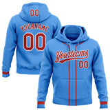 Custom Stitched Powder Blue Red-White Baseball Pullover Sweatshirt Hoodie