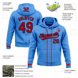 Custom Stitched Powder Blue Red-Navy Baseball Pullover Sweatshirt Hoodie