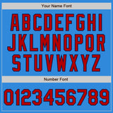 Custom Stitched Powder Blue Red-Navy Baseball Pullover Sweatshirt Hoodie