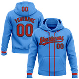 Custom Stitched Powder Blue Red-Black Baseball Pullover Sweatshirt Hoodie