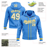 Custom Stitched Powder Blue White-Yellow Baseball Pullover Sweatshirt Hoodie