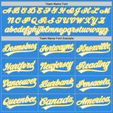 Custom Stitched Powder Blue White-Yellow Baseball Pullover Sweatshirt Hoodie