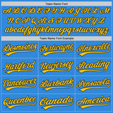 Custom Stitched Powder Blue Navy-Yellow Baseball Pullover Sweatshirt Hoodie