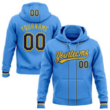 Custom Stitched Powder Blue Navy-Yellow Baseball Pullover Sweatshirt Hoodie