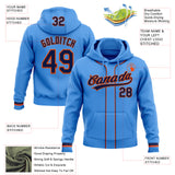 Custom Stitched Powder Blue Navy-Orange Baseball Pullover Sweatshirt Hoodie