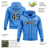 Custom Stitched Powder Blue Black-White Baseball Pullover Sweatshirt Hoodie