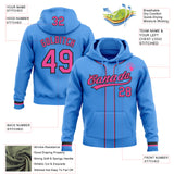 Custom Stitched Powder Blue Pink-Black Baseball Pullover Sweatshirt Hoodie