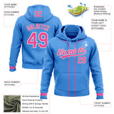 Custom Stitched Powder Blue Pink-White Baseball Pullover Sweatshirt Hoodie