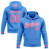 Custom Stitched Powder Blue Pink-White Baseball Pullover Sweatshirt Hoodie