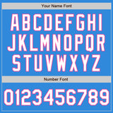 Custom Stitched Powder Blue White-Pink Baseball Pullover Sweatshirt Hoodie