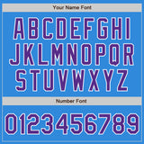 Custom Stitched Powder Blue Purple-White Baseball Pullover Sweatshirt Hoodie