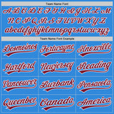 Custom Stitched Powder Blue Crimson-White Baseball Pullover Sweatshirt Hoodie