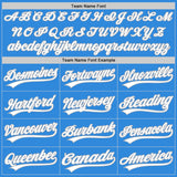 Custom Stitched Powder Blue White-Gray Baseball Pullover Sweatshirt Hoodie