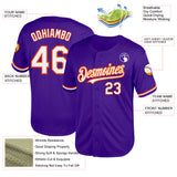 Custom Purple White-Orange Mesh Authentic Throwback Baseball Jersey