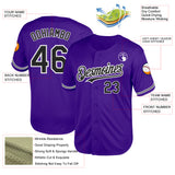 Custom Purple Black-White Mesh Authentic Throwback Baseball Jersey