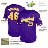 Custom Purple Gold-White Mesh Authentic Throwback Baseball Jersey