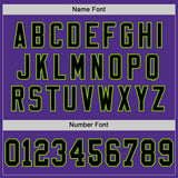 Custom Purple Black-Neon Green Mesh Authentic Throwback Football Jersey