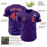 Custom Purple Red-White Authentic Baseball Jersey