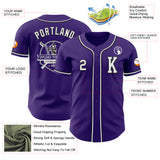 Custom Purple White-Black Authentic Baseball Jersey