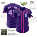 Custom Purple Light Blue-Pink Authentic Baseball Jersey