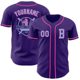 Custom Purple Light Blue-Pink Authentic Baseball Jersey