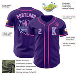 Custom Purple Light Blue-Pink Authentic Baseball Jersey