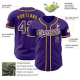 Custom Purple White-Yellow Authentic Baseball Jersey