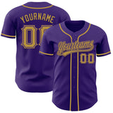 Custom Purple Old Gold Authentic Baseball Jersey