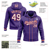 Custom Stitched Purple White-Red Baseball Pullover Sweatshirt Hoodie