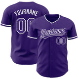 Custom Purple White Authentic Baseball Jersey