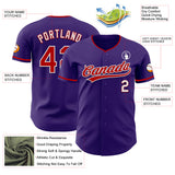 Custom Purple Red-White Authentic Baseball Jersey