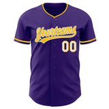 Custom Purple Yellow-White Authentic Baseball Jersey
