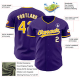 Custom Purple Yellow-White Authentic Baseball Jersey