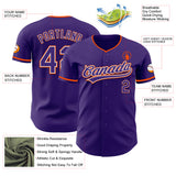 Custom Purple White-Orange Authentic Baseball Jersey
