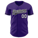 Custom Purple Black-White Authentic Baseball Jersey