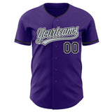 Custom Purple Black-White Authentic Baseball Jersey