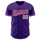 Custom Purple White Black-Pink Authentic Baseball Jersey