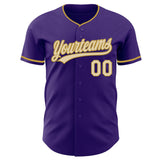Custom Purple Cream-Old Gold Authentic Baseball Jersey