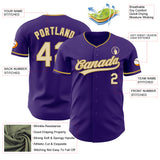 Custom Purple Cream-Old Gold Authentic Baseball Jersey