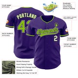 Custom Purple Neon Green Black-White Authentic Baseball Jersey