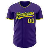 Custom Purple Yellow-Kelly Green Authentic Baseball Jersey
