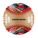 Happy Valentine's Day Personalized Anniversary Name Date Photo Old Gold Baseballs