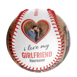 I love My Girlfriend Personalized Anniversary Name Date Photo White Baseballs